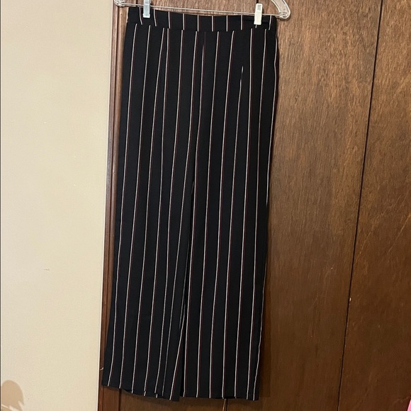 Lottie Moss Pants - Lottie Moss Elegant Black with Red and White Striped Wide Leg women’s Pants MP